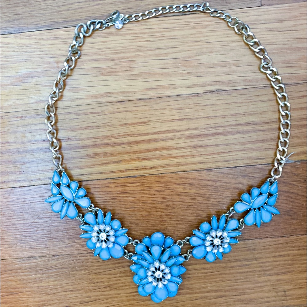 Floral blue statement necklace